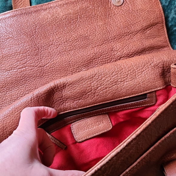 Thick pebbled leather shoulder bag satchel - Picture 10 of 15